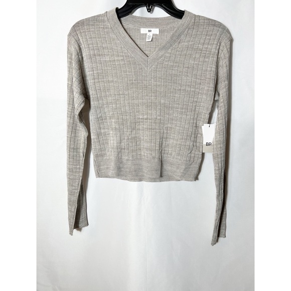 NWT BP. Reagan Rib Crop Sweater in Grey Heather - Picture 2 of 4